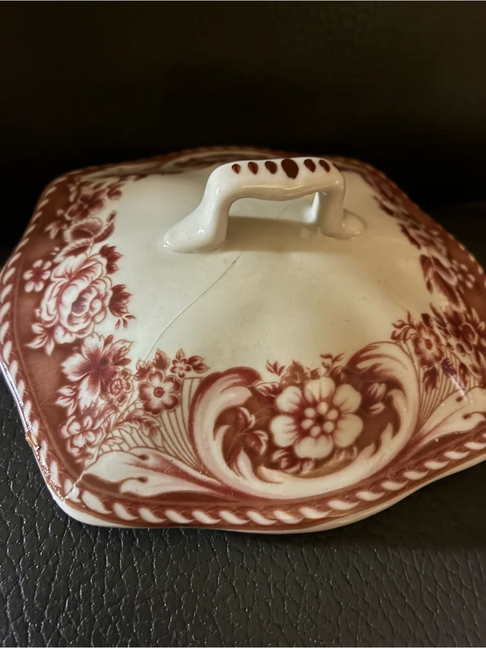 Vtg Mason Ironstone Red Transferware Covered Serving Dish - Classic Home Dining